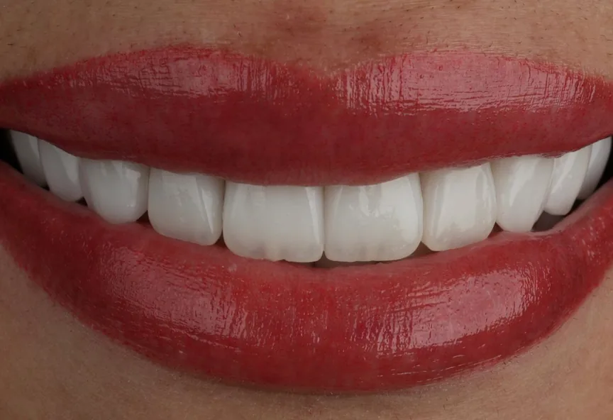 A finished smile with porcelain veneers